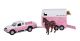 Kids Globe Mitsubishi with horse trailer die cast pink 27cm 520124
