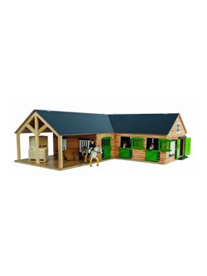Kids Globe horse stable with 3 boxes and storage room 1:24 brown 610211