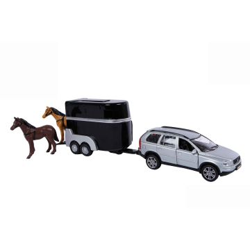 Kids Globe Mitsubishi with horse trailer die cast pink 27cm 520124 Kids Globe Mitsubishi with horse trailer die cast pink 27cm 520124