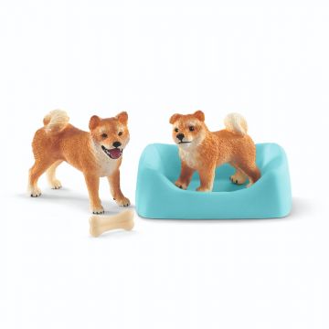 Schleich Farm World Shiba Inu mother and puppy 42479
