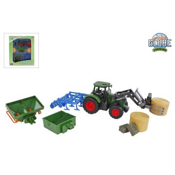 Kids Globe Farming Tractor with 8 accessories 30 cm green 540479