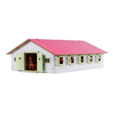 Kids Globe Horse stable Wood Pink 1:32 with 9 boxes 610188