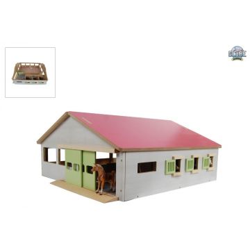 Kids Globe horse stable with 3 boxes and inner arena 1:32 pink 610271