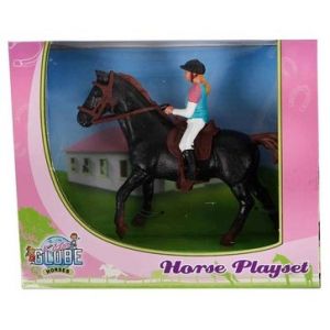 Kids Globe Dark brown Horse with rider640078