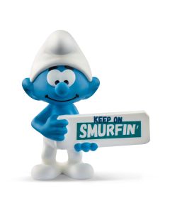 Schleich Smurfs Smurf with Sign (Keep on Smurfin) 20843